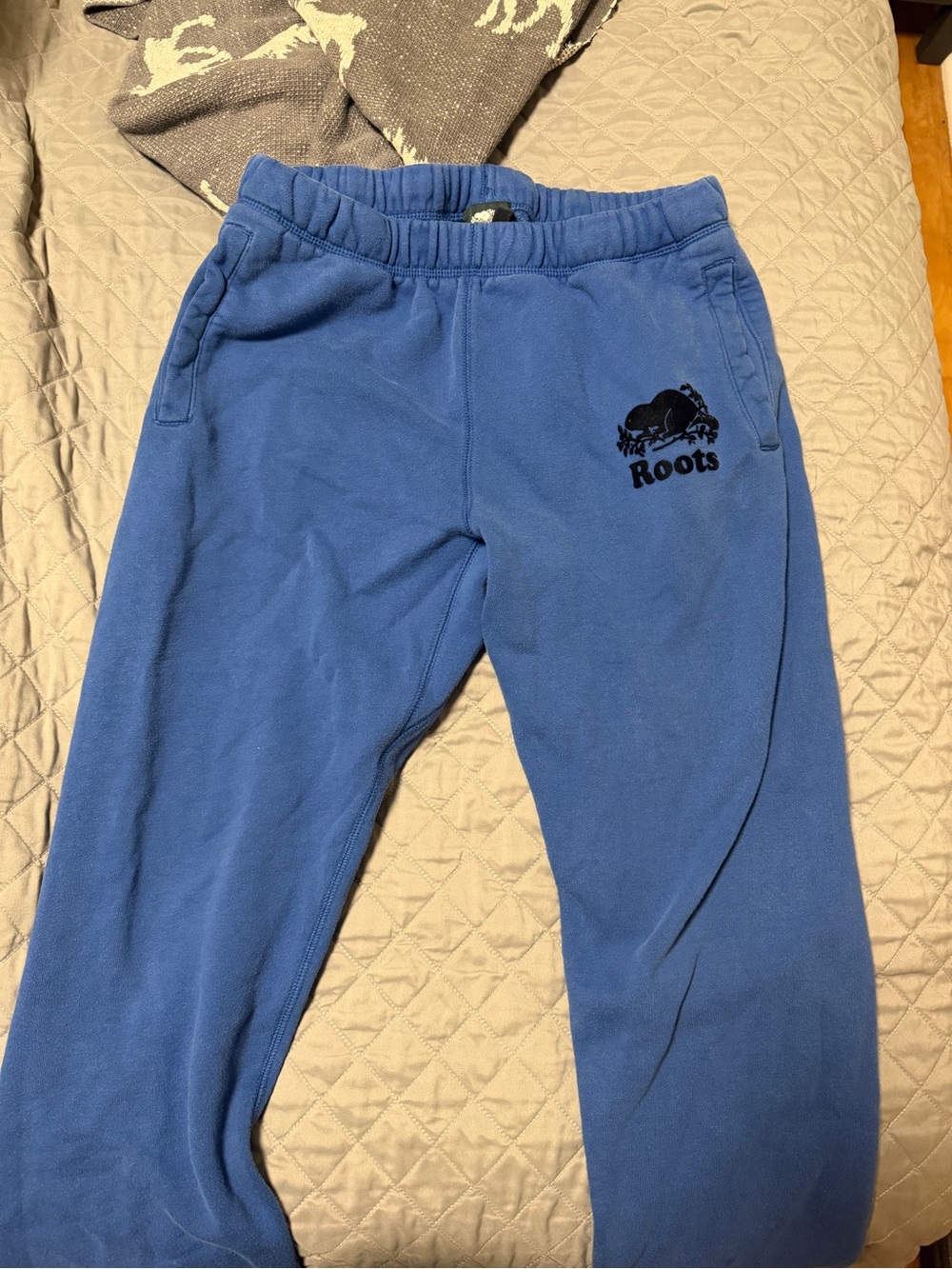 Roots Blue Fleece Joggers with Logo